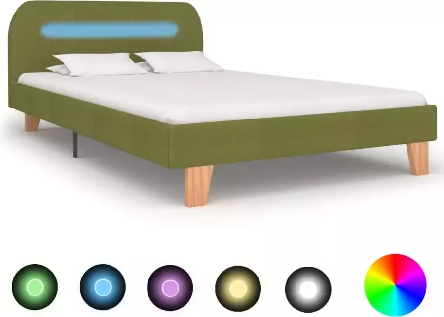 Medina Bedframe met LED stof groen 120x200 cm