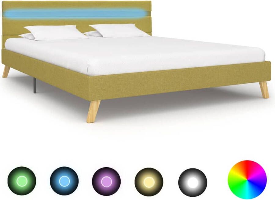 medina Bedframe met LED stof groen 140x200 cm