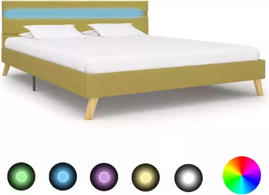 Medina Bedframe met LED stof groen 140x200 cm