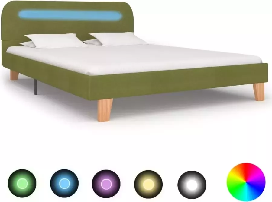 Medina Bedframe met LED stof groen 140x200 cm