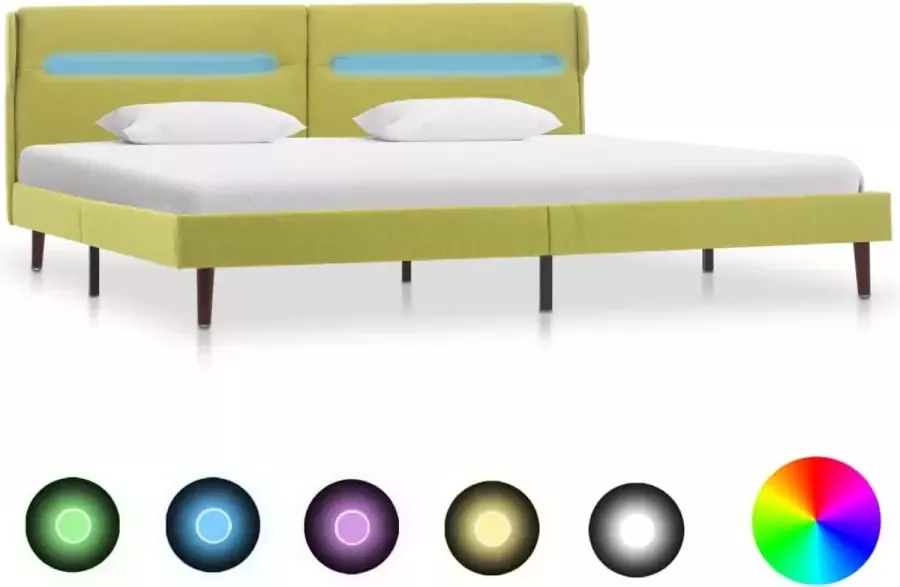 Medina Bedframe met LED stof groen 140x200 cm
