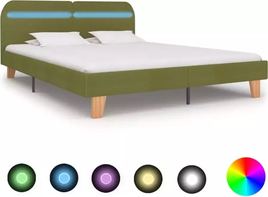 Medina Bedframe met LED stof groen 180x200 cm