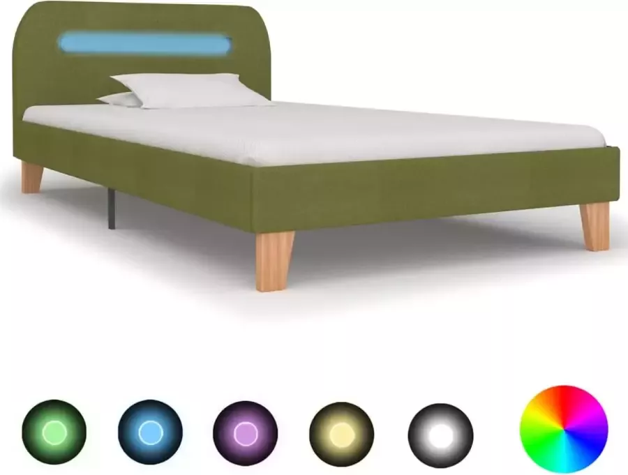 Medina Bedframe met LED stof groen 90x200 cm