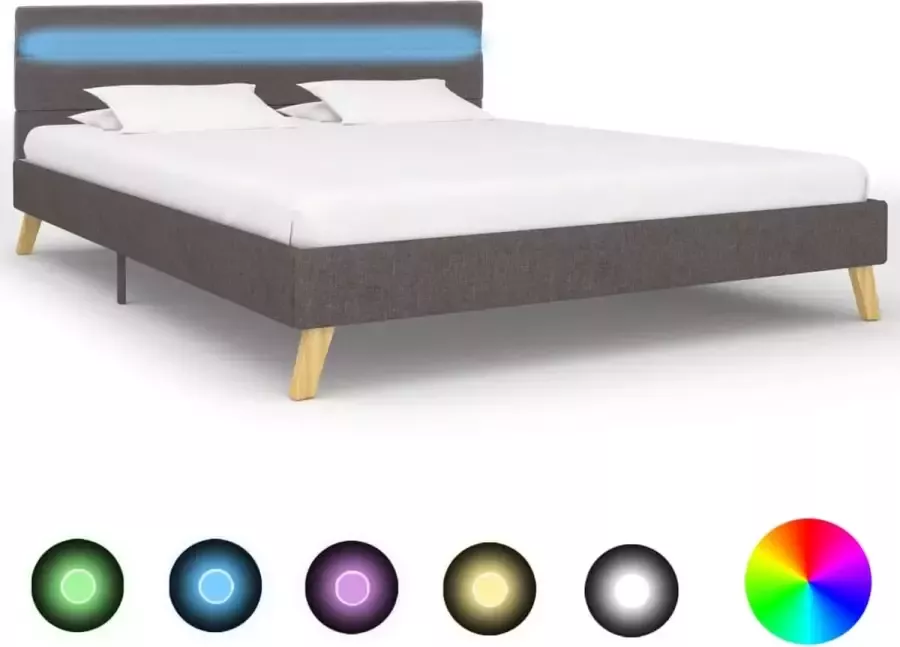 Medina Bedframe met LED stof lichtgrijs 120x200 cm