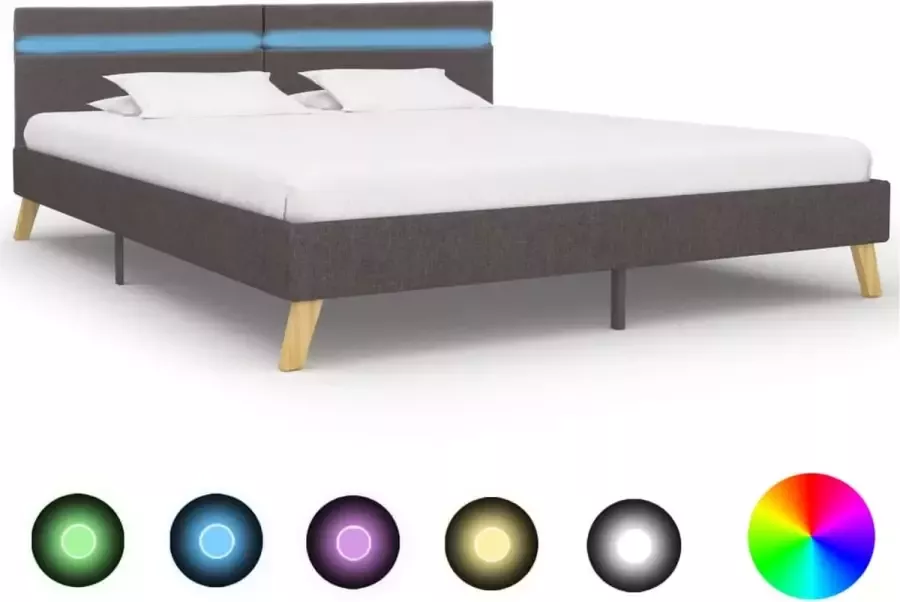 Medina Bedframe met LED stof lichtgrijs 180x200 cm