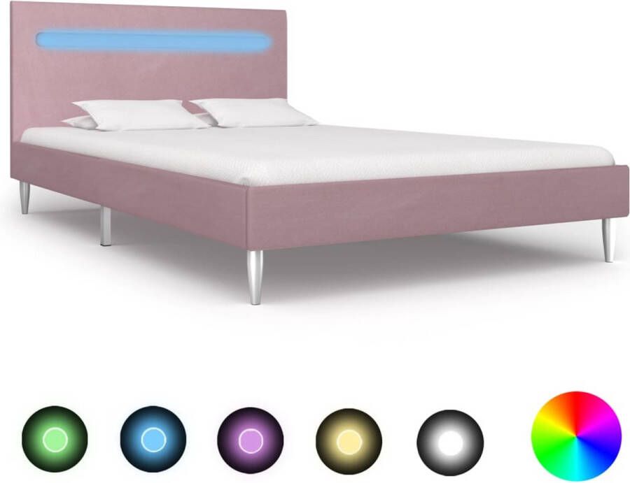 medina Bedframe met LED stof roze 120x200 cm