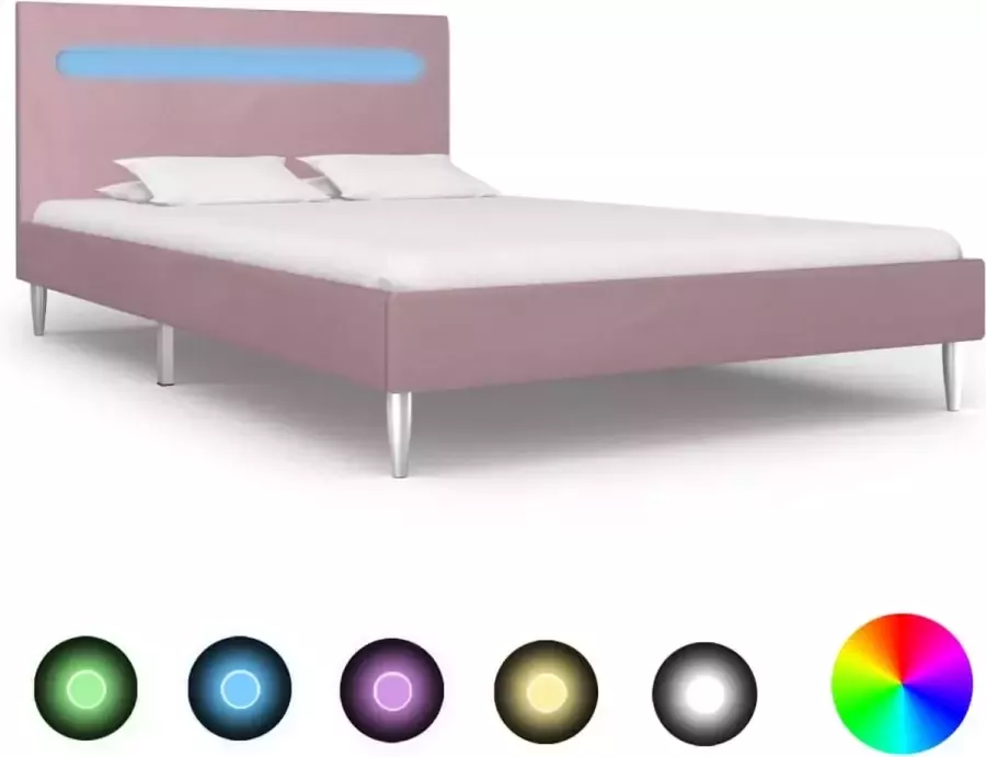 Medina Bedframe met LED stof roze 120x200 cm