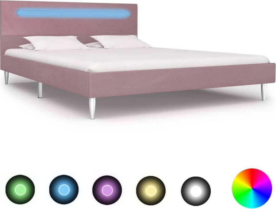 medina Bedframe met LED stof roze 140x200 cm