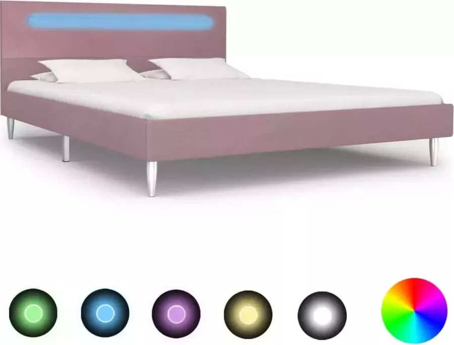 Medina Bedframe met LED stof roze 140x200 cm