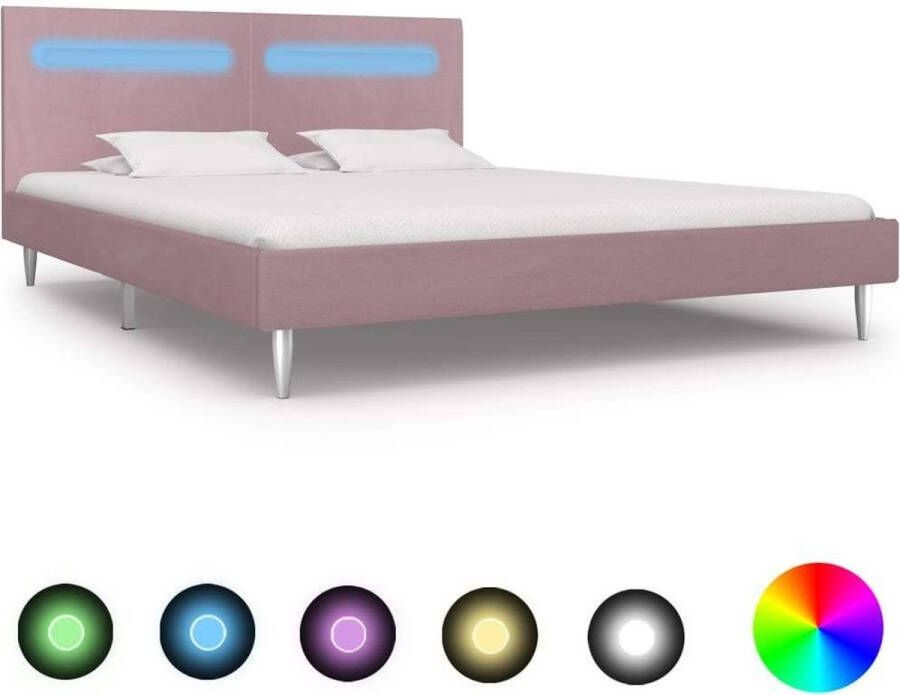 medina Bedframe met LED stof roze 160x200 cm