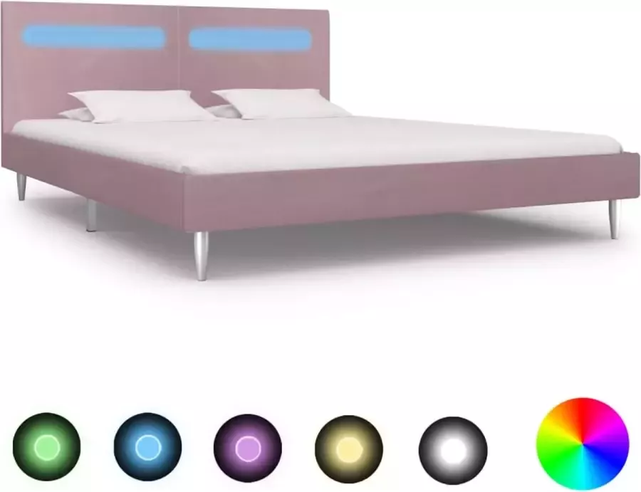 Medina Bedframe met LED stof roze 180x200 cm