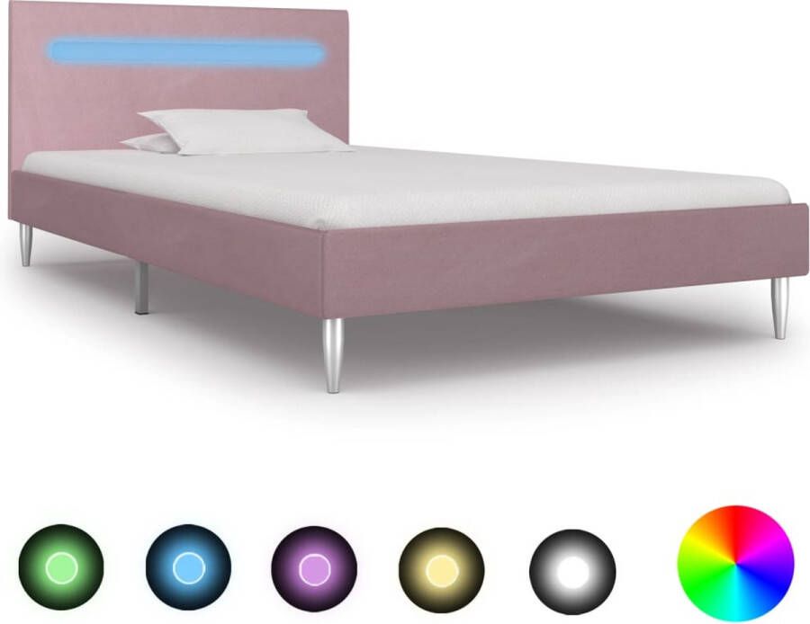 medina Bedframe met LED stof roze 90x200 cm