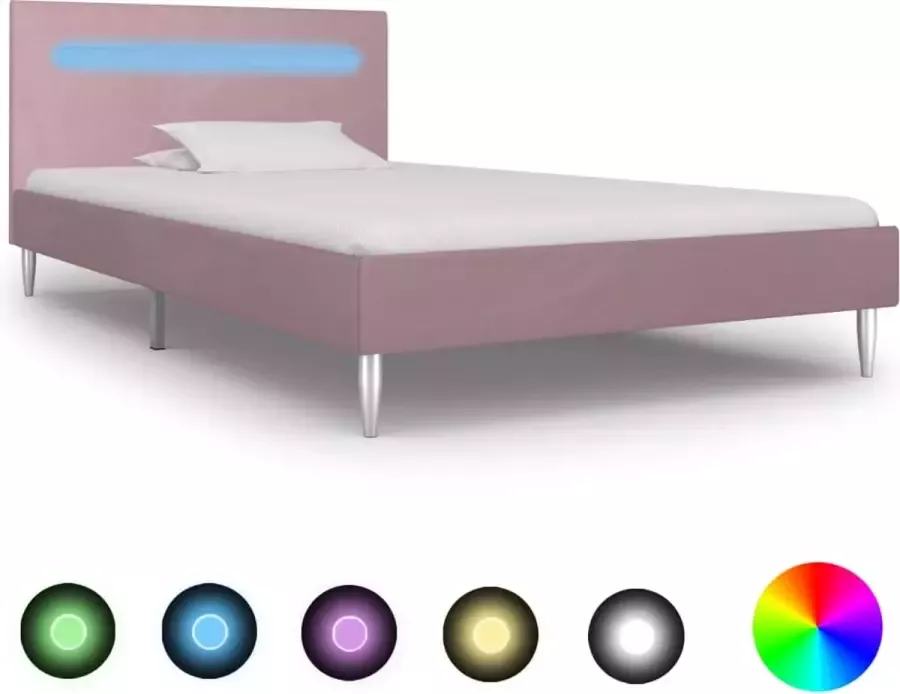 Medina Bedframe met LED stof roze 90x200 cm