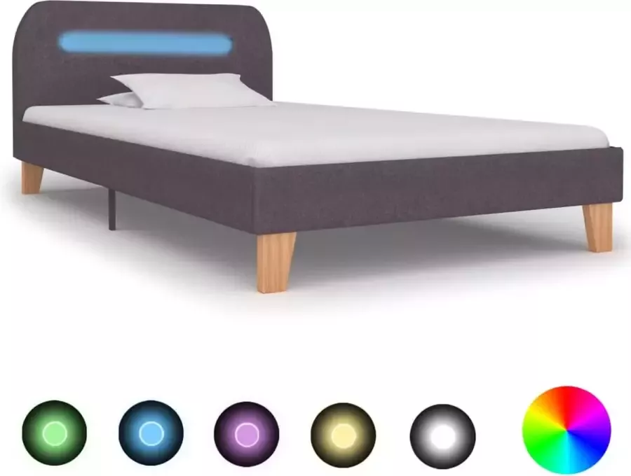 Medina Bedframe met LED stof taupe 90x200 cm