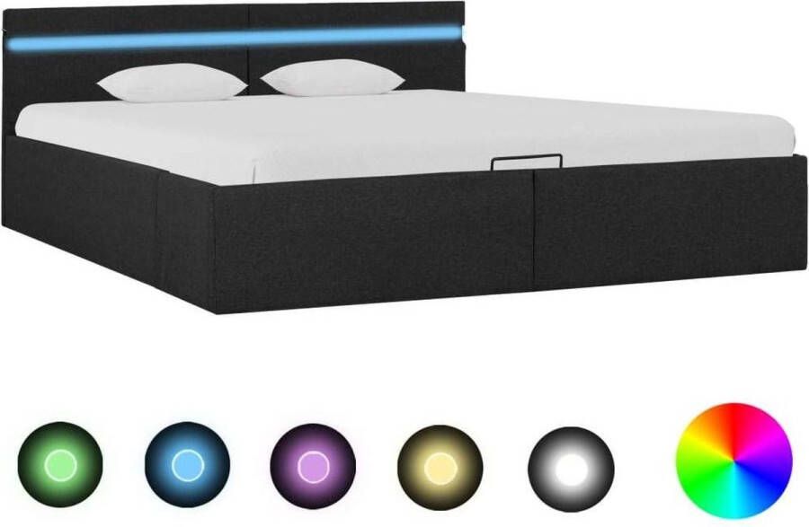 medina Bedframe met opslag en LED stof donkergrijs 160x200 cm
