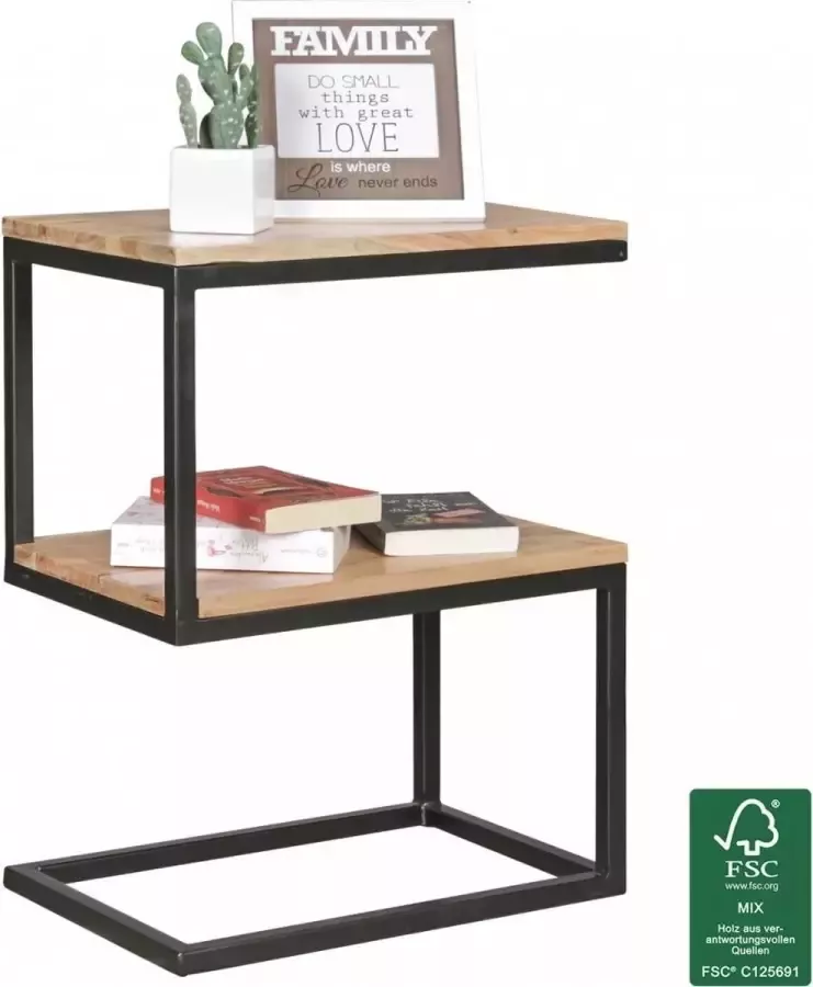 Medina Bijzettafel Hout Beige Bijzettafels Hout 45 x 60 x 30 cm