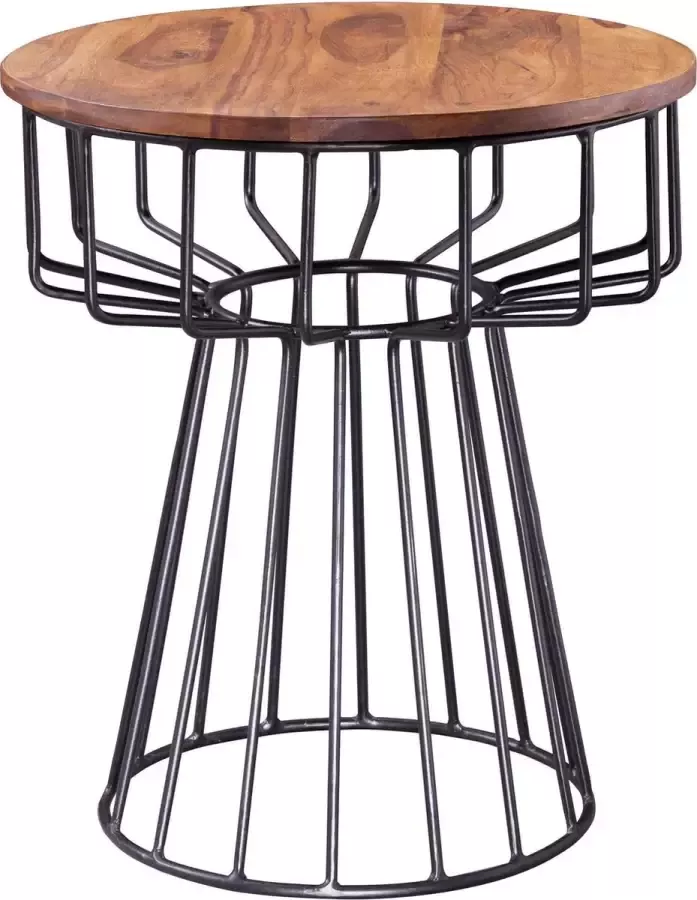 Medina Bijzettafels Hout Metalen Salontafel Bijzettafeltjes Bruin 47 x 55 x 47 cm