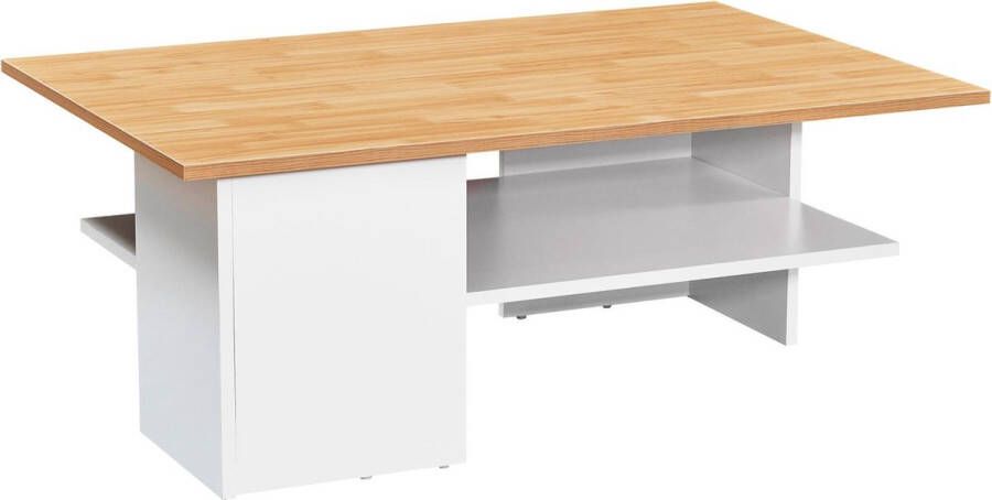 Medina Corvallis Salontafel Koffietafel Antraciet Zand Eiken Wit 90 x 60 cm Opbergruimte