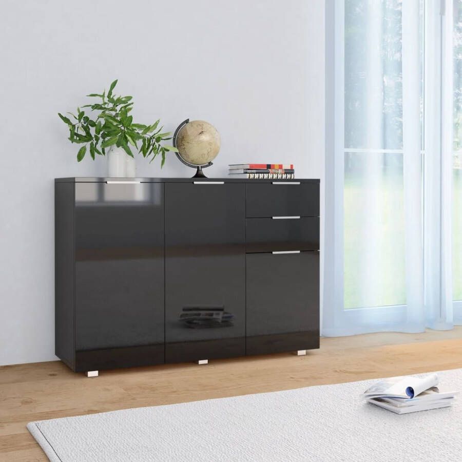 medina Dressoir 107x35x76 cm hoogglans zwart