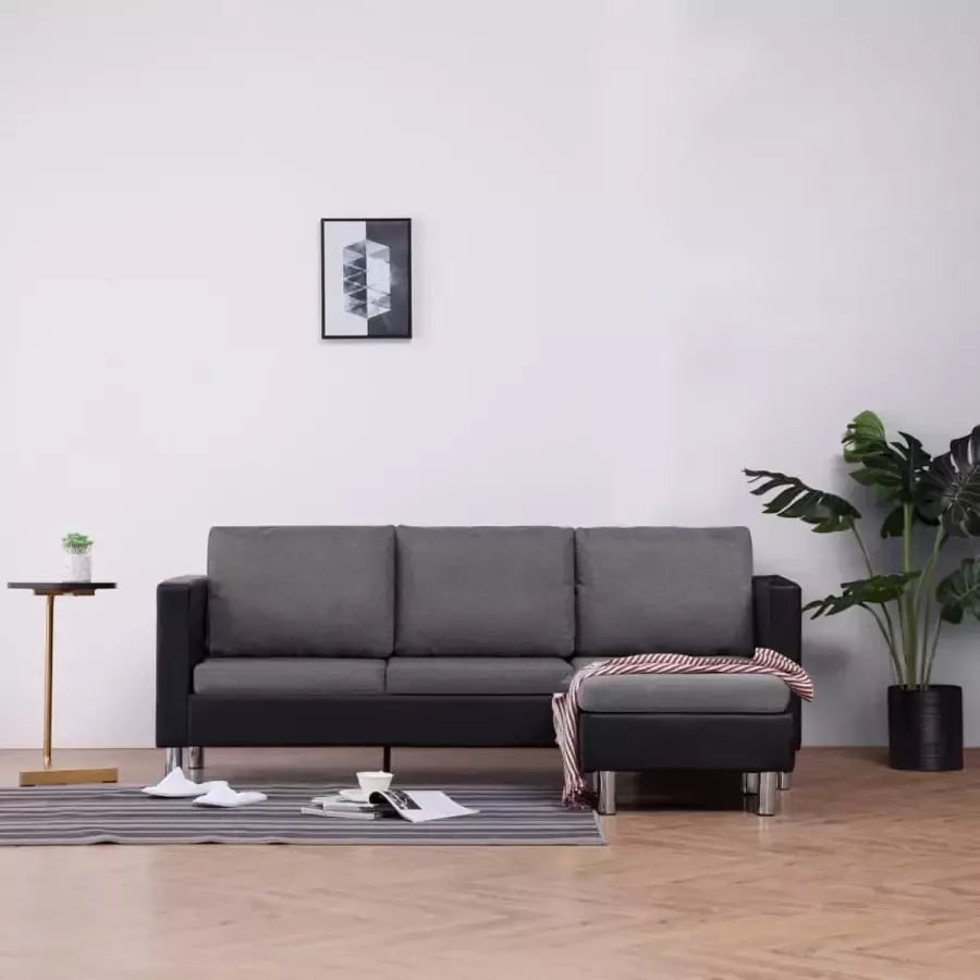 Medina Driezitsbank met kussens kunstleer zwart