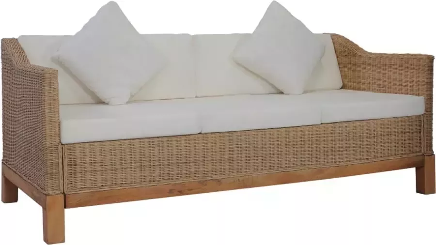 Medina Driezitsbank met kussens natuurlijk rattan