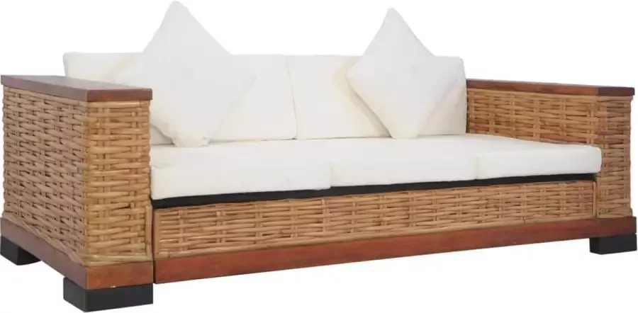 Medina Driezitsbank met kussens natuurlijk rattan bruin