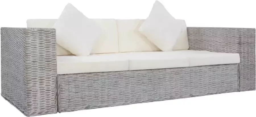 Medina Driezitsbank met kussens natuurlijk rattan grijs