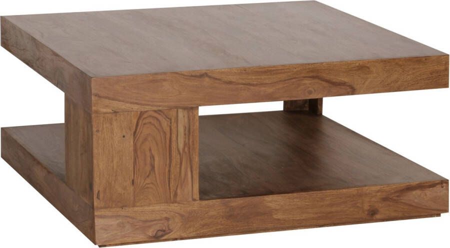 Medina Dyersburg Salontafel Koffietafel Vierkante Tafel Opbergruimte Massief Hout Sheesham Hout Bruin 90 x 90 60 x 40 cm