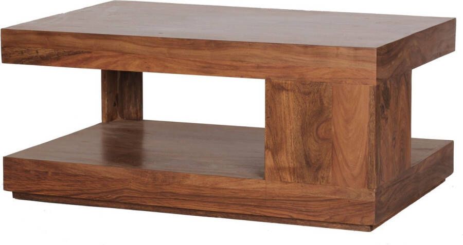 medina Dyersburg Salontafel Koffietafel Vierkante Tafel Opbergruimte Massief Hout Sheesham Hout Bruin 90 x 90 60 x 40 cm