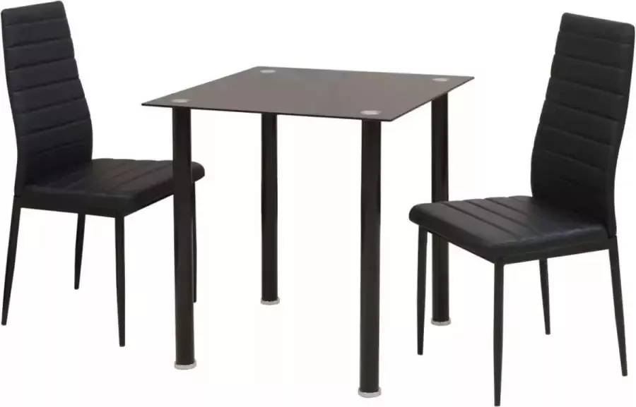 Medina Eetkamerset tafel en stoel zwart 3-delig