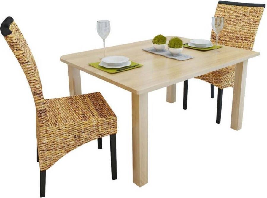 Medina Eetkamerstoelen 2 st abaca en massief mangohout