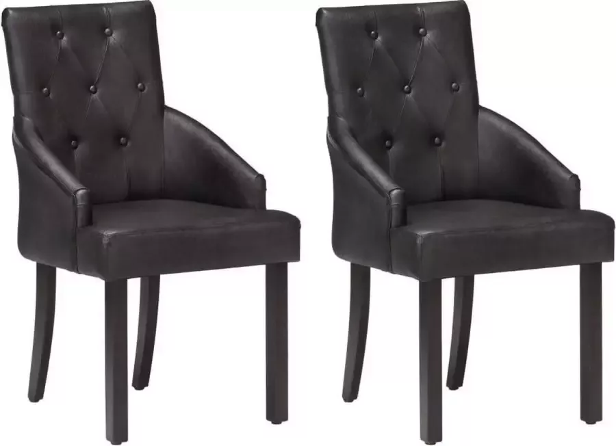 Medina Eetkamerstoelen 2 st echt geitenleer zwart