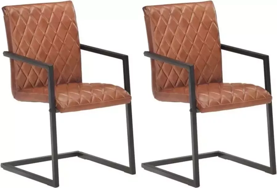 Medina Eetkamerstoelen 2 st echt leer bruin
