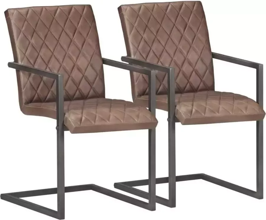 Medina Eetkamerstoelen 2 st echt leer bruin