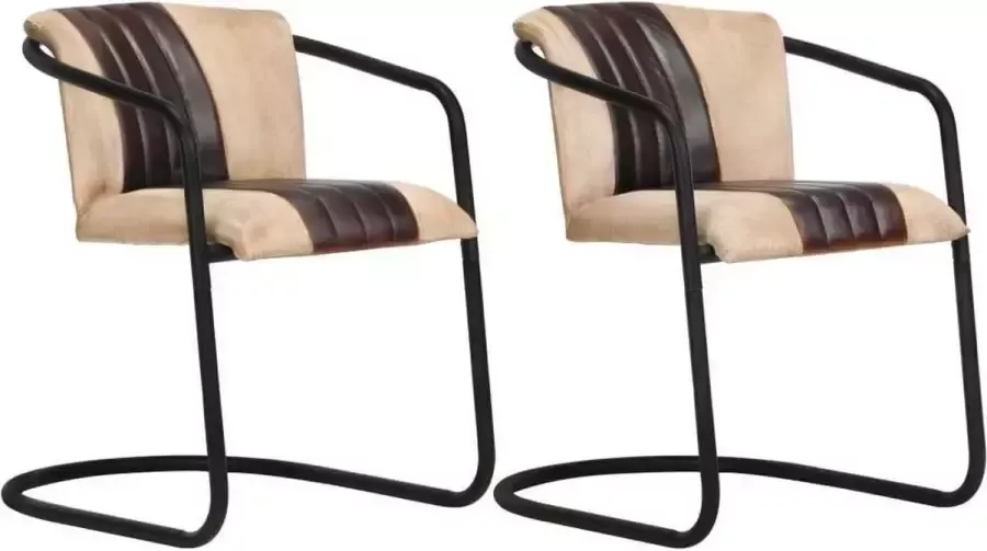 Medina Eetkamerstoelen 2 st echt leer bruin