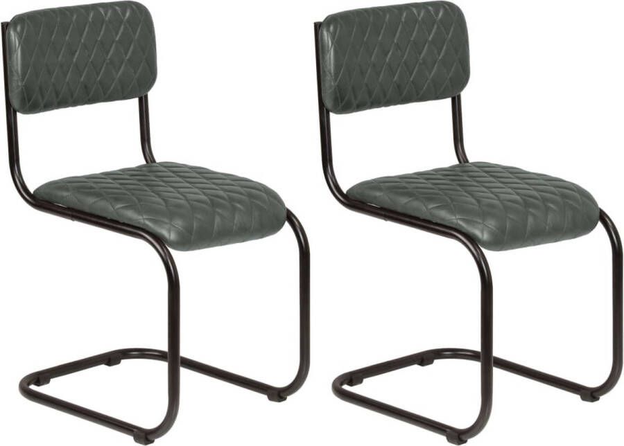 medina Eetkamerstoelen 2 st echt leer grijs