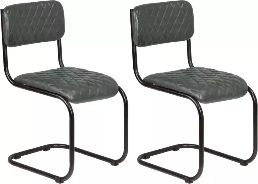 Medina Eetkamerstoelen 2 st echt leer grijs