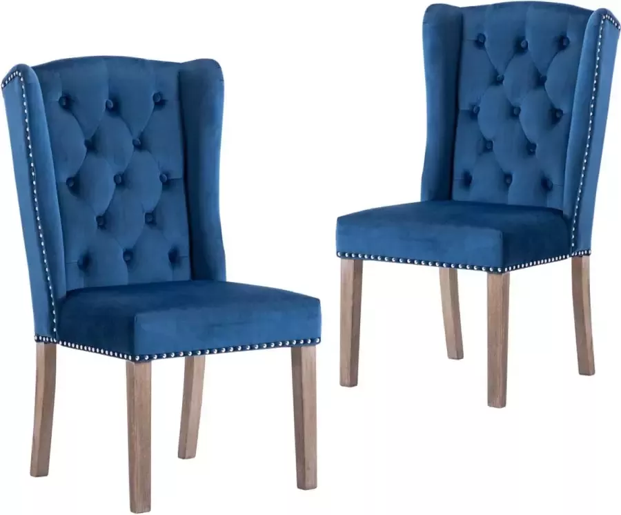 Medina Eetkamerstoelen 2 st fluweel blauw