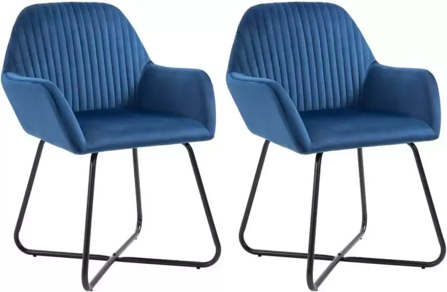 Medina Eetkamerstoelen 2 st fluweel blauw
