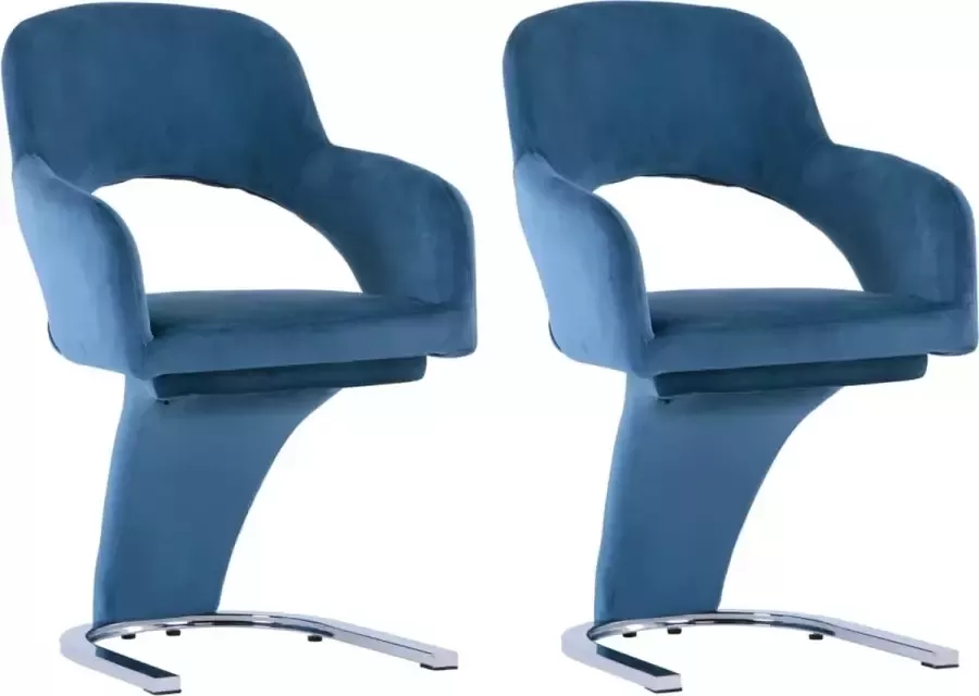 Medina Eetkamerstoelen 2 st fluweel blauw