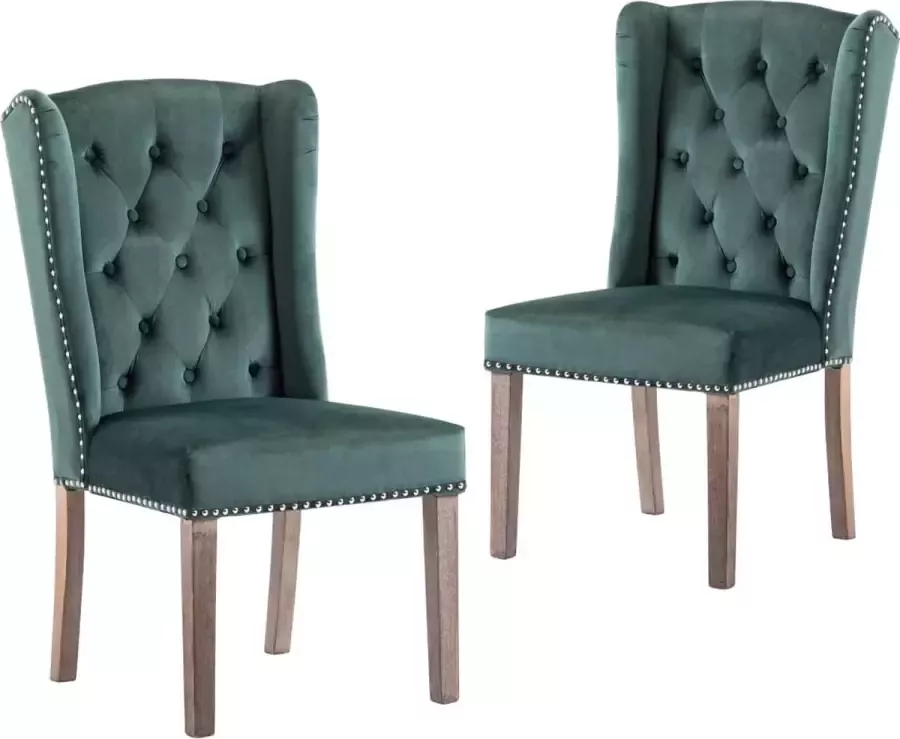 Medina Eetkamerstoelen 2 st fluweel donkergroen