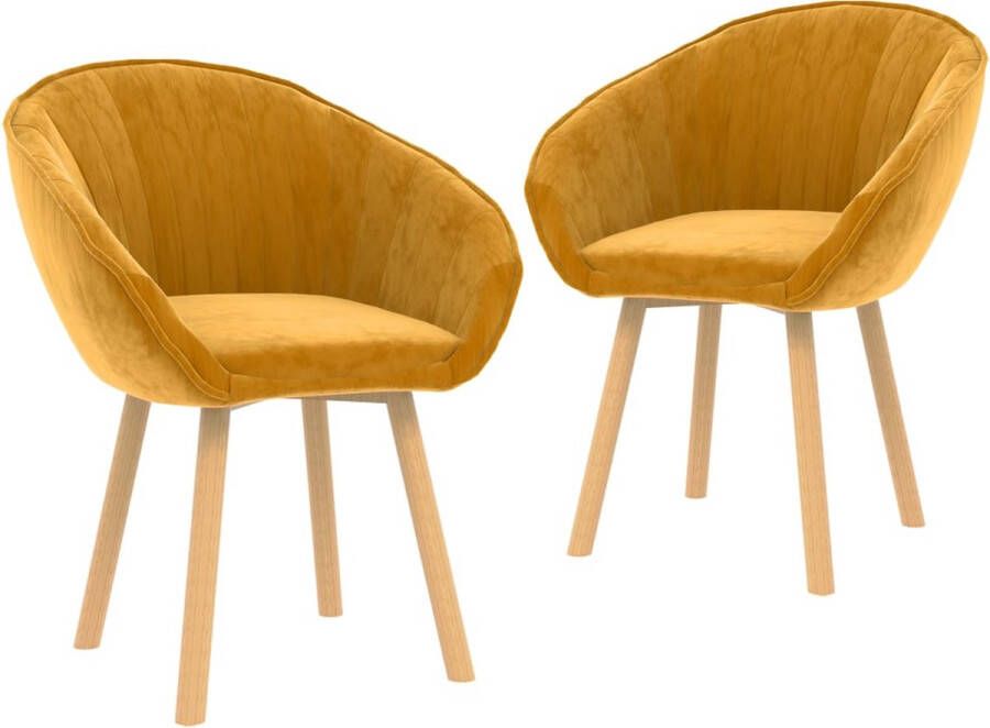 Medina Eetkamerstoelen 2 st fluweel geel