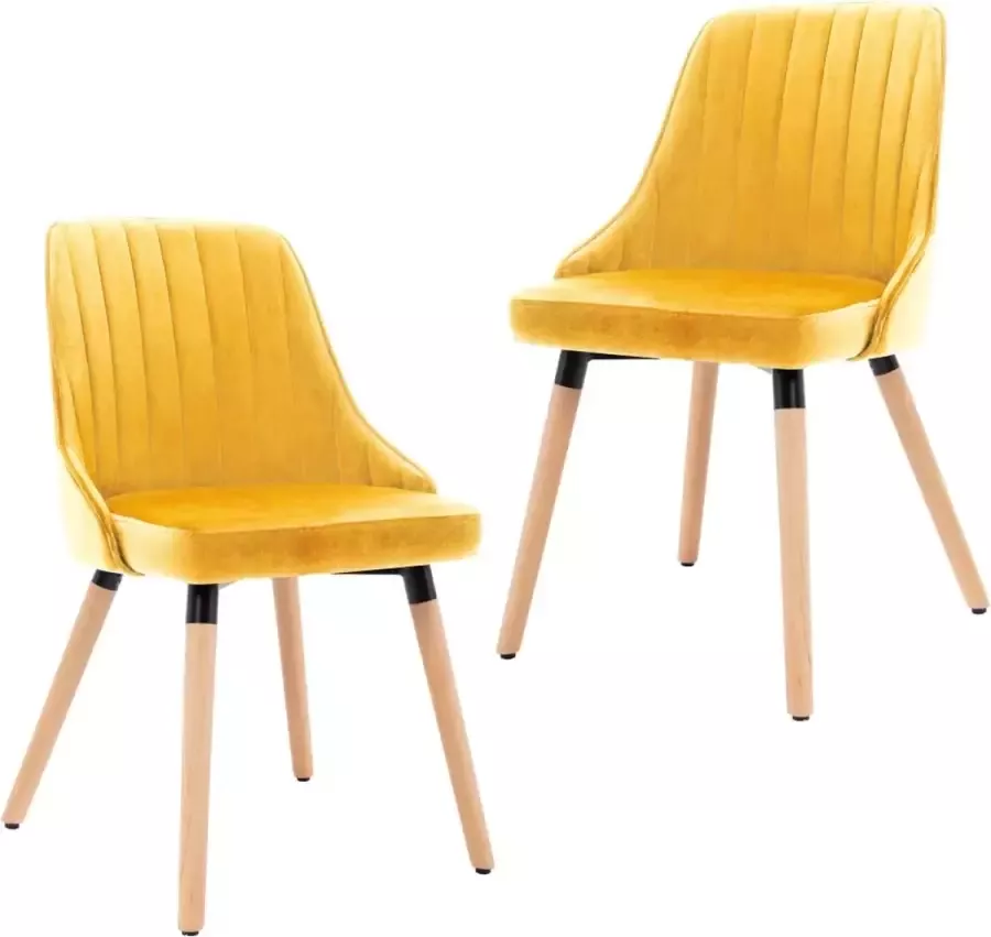 Medina Eetkamerstoelen 2 st fluweel geel