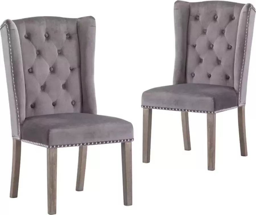 Medina Eetkamerstoelen 2 st fluweel grijs