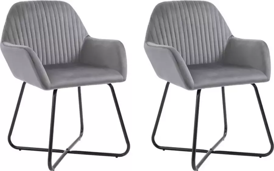 Medina Eetkamerstoelen 2 st fluweel grijs
