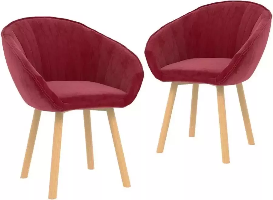 Medina Eetkamerstoelen 2 st fluweel wijnrood