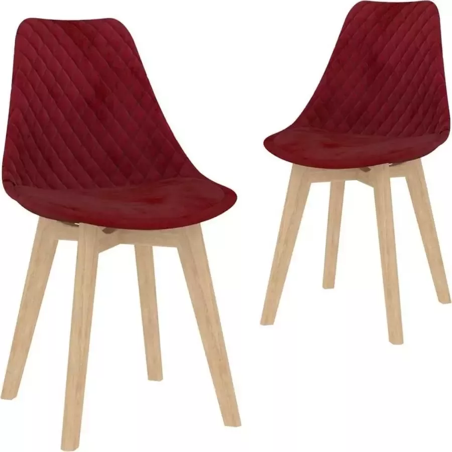 Medina Eetkamerstoelen 2 st fluweel wijnrood