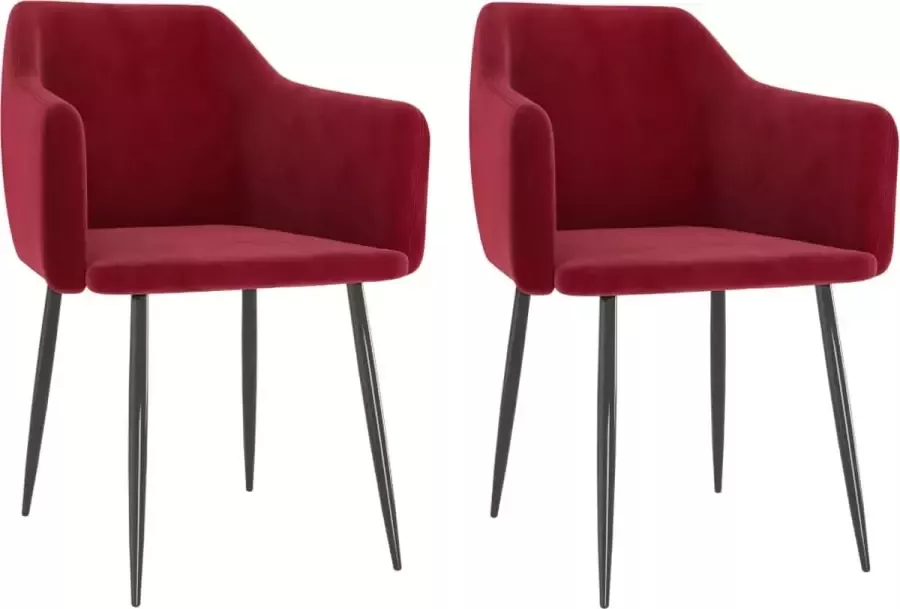 Medina Eetkamerstoelen 2 st fluweel wijnrood