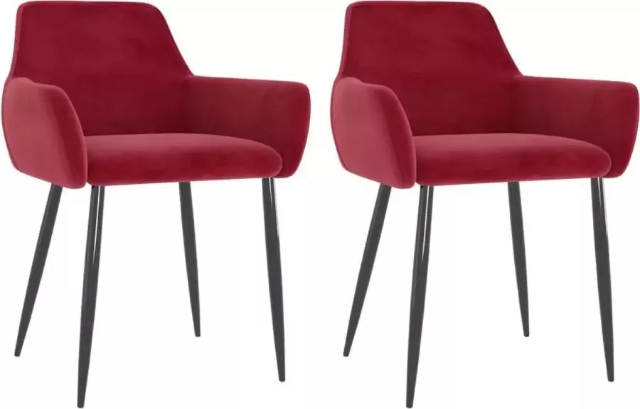Medina Eetkamerstoelen 2 st fluweel wijnrood