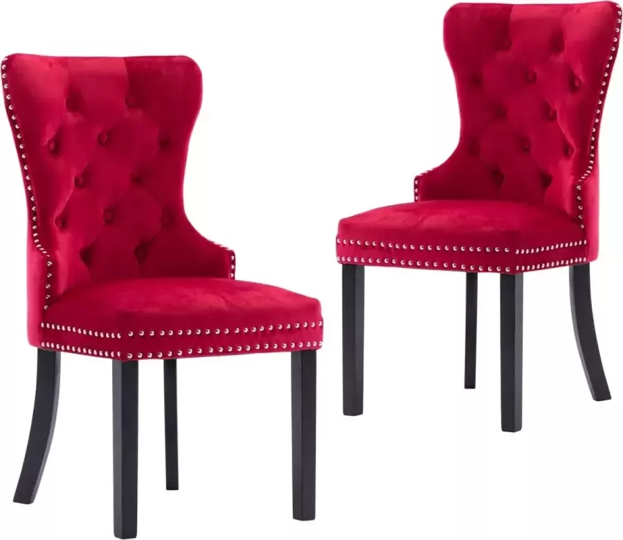 Medina Eetkamerstoelen 2 st fluweel wijnrood